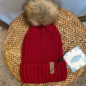 Red Beanie with Detachable Pom-Pom